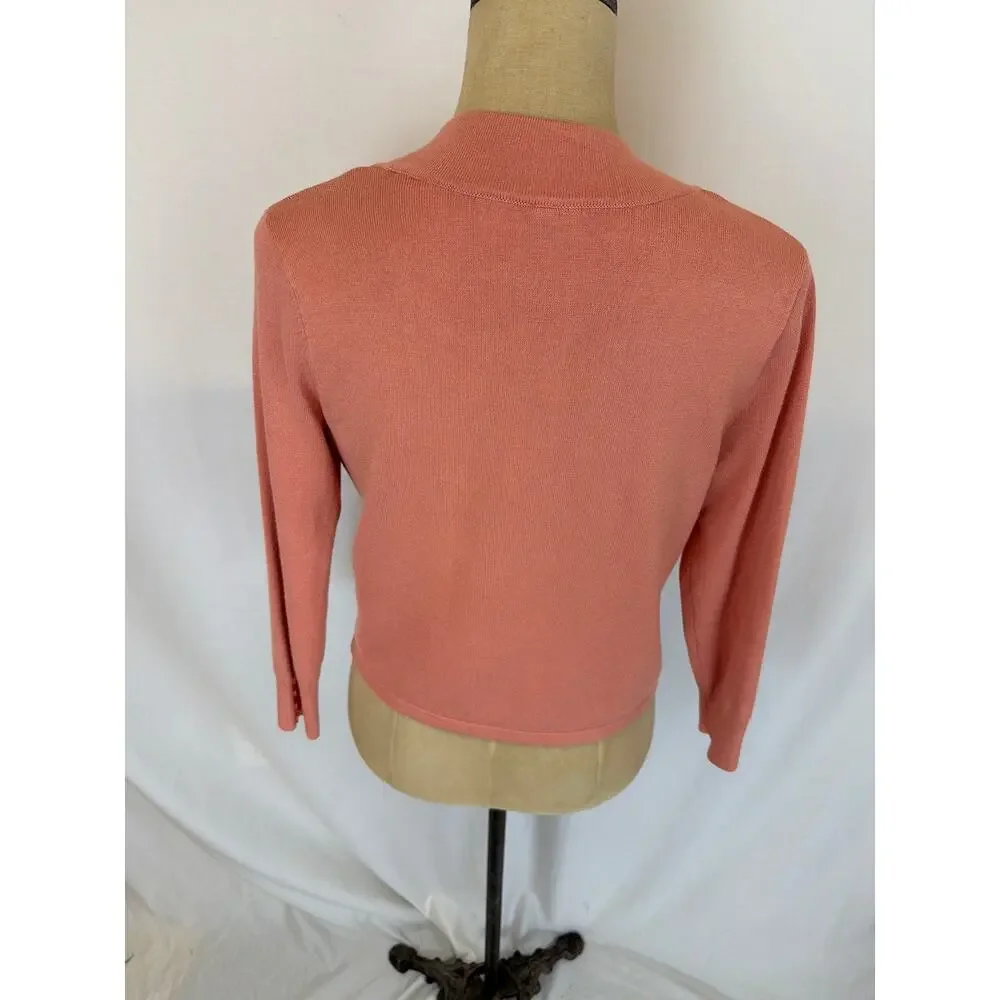 NWT Soya Concept Terra Cotta / Salmon Cropped Cardigan Sweater Size XXL #0514